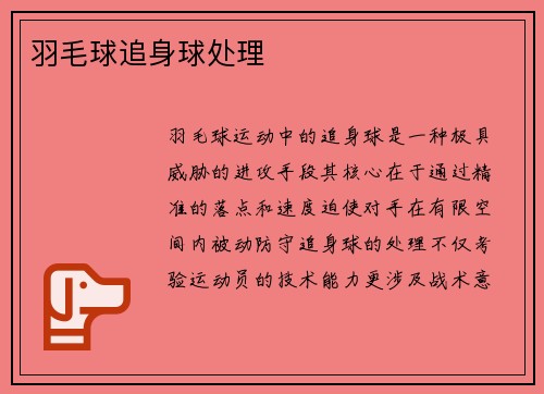 羽毛球追身球处理