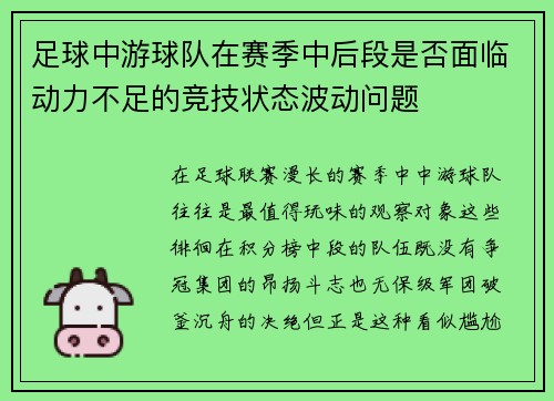 足球中游球队在赛季中后段是否面临动力不足的竞技状态波动问题